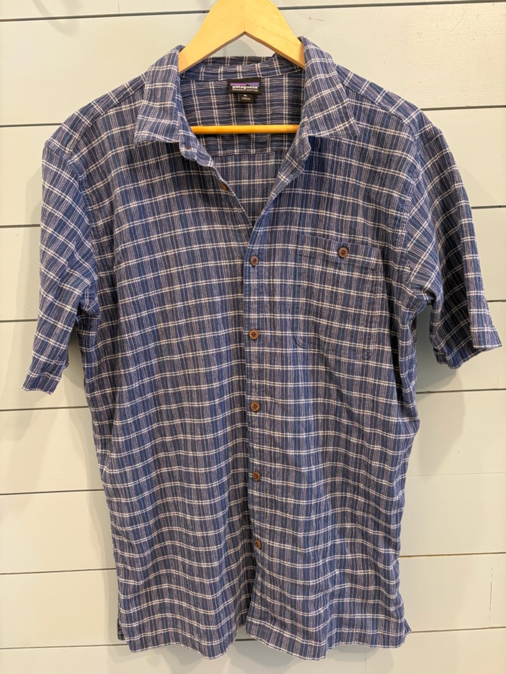 Patagonia Blue Plaid Short Sleeve Button-Down Shirt